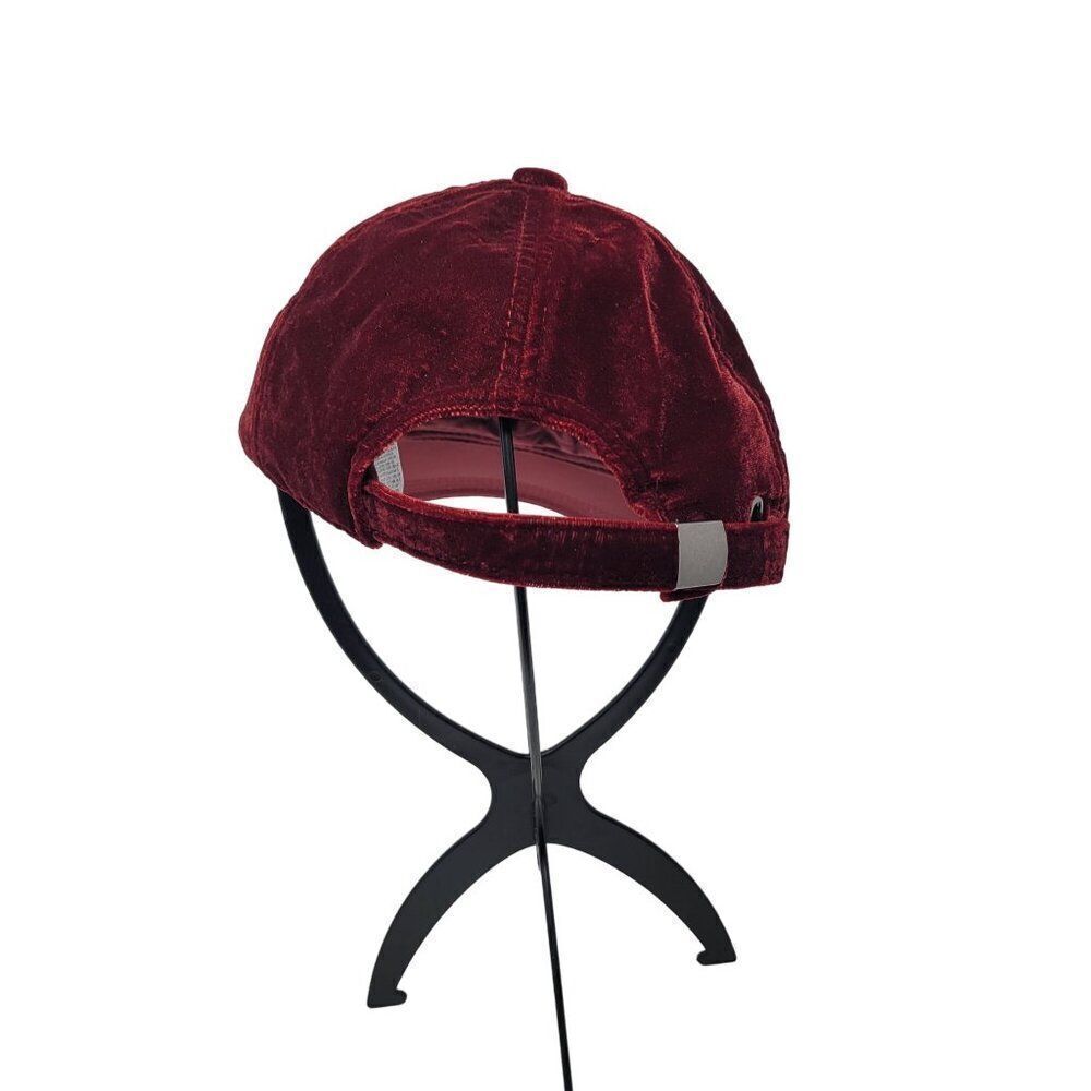GAP Velvet Baseball Cap‎ Red Delicious S/M Adjustable 58cm Burgundy Maroon Glam - Picture 4 of 8